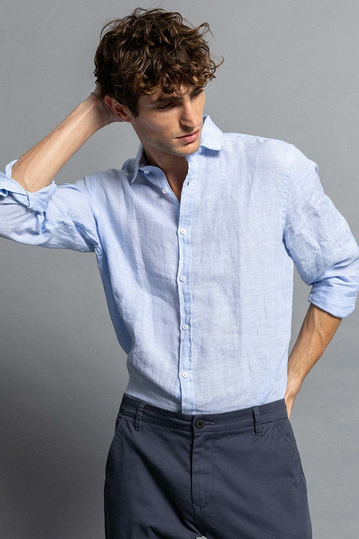 Smart Fashion λινό πουκάμισο sky blue