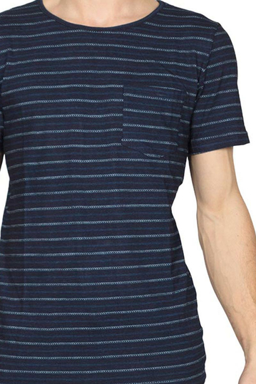 Anerkjendt March ριγέ t-shirt σκούρο μπλε με τσεπάκι