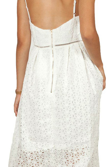 Artlove τιραντέ φόρεμα δαντέλα ημίλευκο