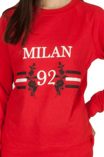 Daisy Street women's sweatshirt red Milan print