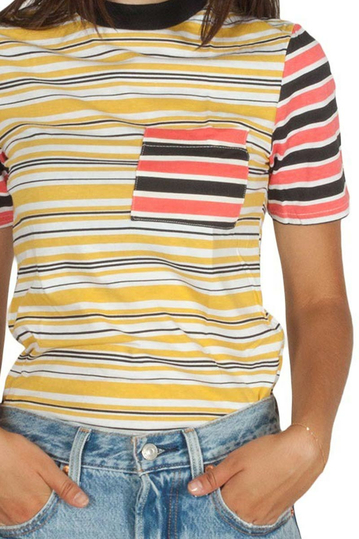 Daisy Street multi stripe pocket tee