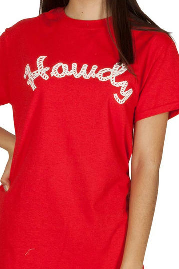 Daisy Street boyfriend t-shirt red Howdy slogan