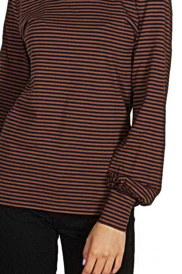 Minimum Arva μακρυμάνικη ζιβάγκο μπλούζα ριγέ μπλε-κεραμιδί