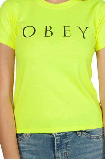 Obey Novel 2 shrunken t-shirt safety green