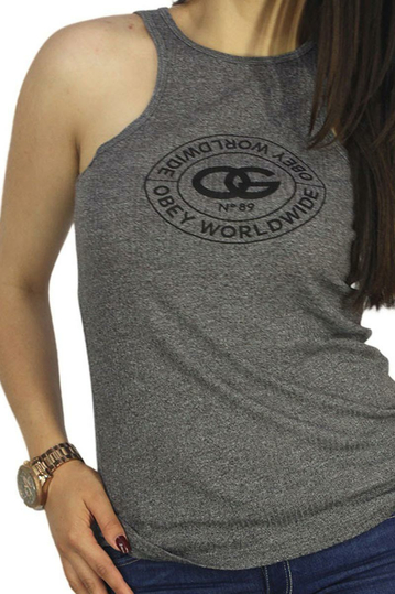Obey women's rib tank Rue de la ruine grey