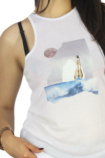 Obey women's rib tank Moon white