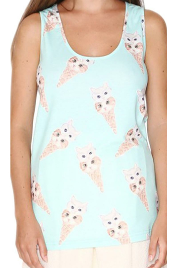Pepaloves sleeveless top mint with print