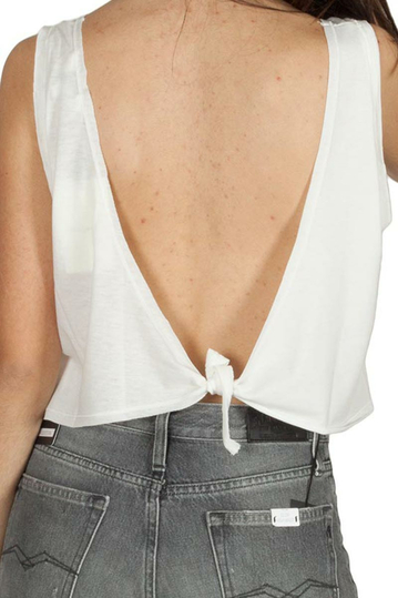 Pepaloves Irena tie open back crop top cream