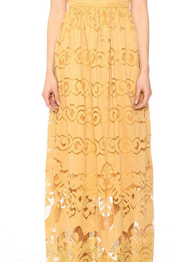 Pepaloves burnout maxi dress mustard