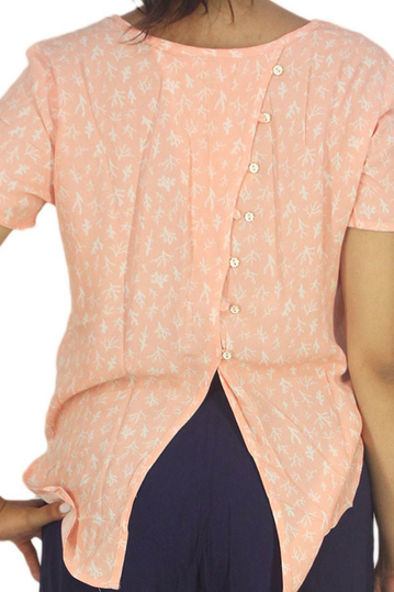 Paramita Bendelen μπλούζα κοραλί με σκίσιμο πίσω