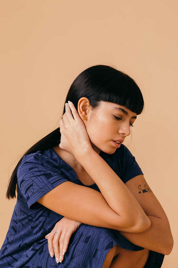 Skunkfunk Santzia μίντι φόρεμα navy blue