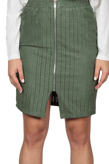Soft Rebels Audrey perforated skirt aloe green