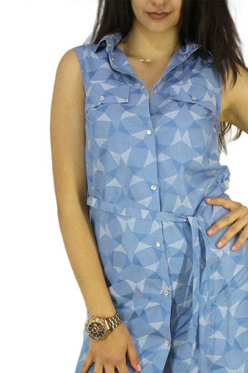 Soft Rebels αμάνικο σεμιζιέ φόρεμα Camilla γαλάζιο