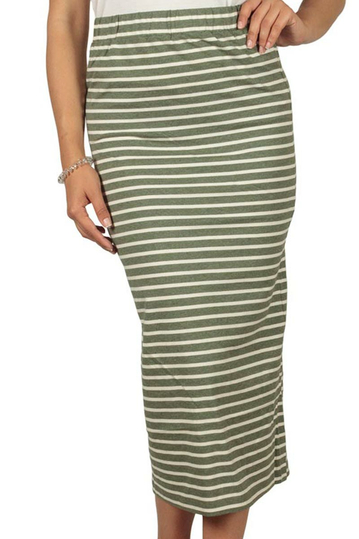 Soft Rebels Stella midi φούστα ριγέ χακί-ημίλευκο