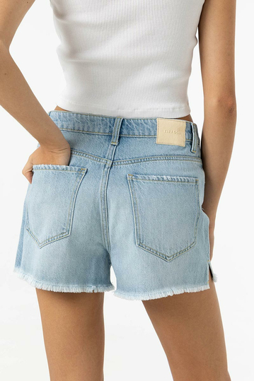 Tiffosi Tencel® Denim Shorts with Rips Light Blue