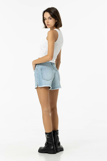 Tiffosi Tencel® Denim Shorts with Rips Light Blue