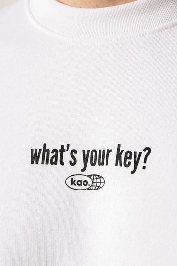 Kaotiko What's Your Key Organic Cotton Sweatshirt White