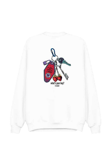 Kaotiko What's Your Key Organic Cotton Sweatshirt White