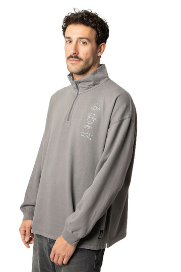 Kaotiko Washed Zip Boy Urban Threesome Gray Sweatshirt