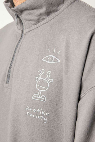 Kaotiko Washed Zip Boy Urban Threesome Gray Sweatshirt