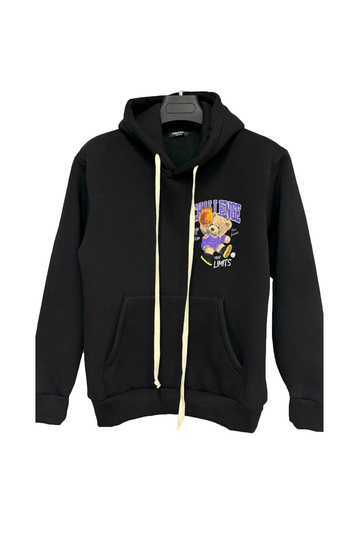 Teddy Bear Challenge Your Limits Φούτερ με Κουκούλα Μαύρο