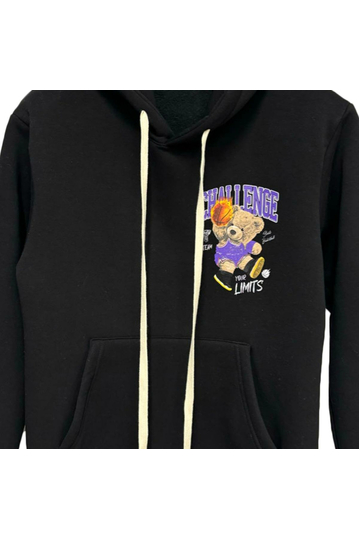 Teddy Bear Challenge Your Limits Φούτερ με Κουκούλα Μαύρο