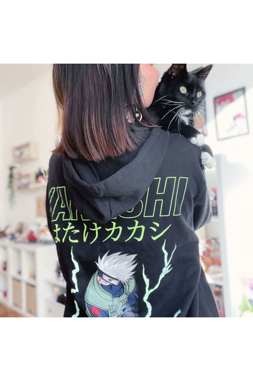 Cotton Division Unisex Hoodie Naruto - Kakashi Attack Black