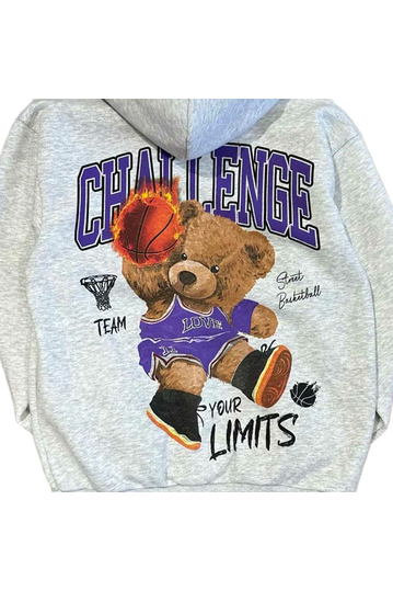 Unisex Φούτερ Teddy Bear Challenge Your Limits Heather Grey