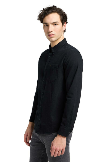 Lee Ανδρικό Τζιν Πουκάμισο Μαύρο Button Down