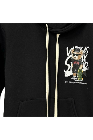 Teddy Bear Φούτερ με Κουκούλα Μαύρο Can Also Replicate Themselves
