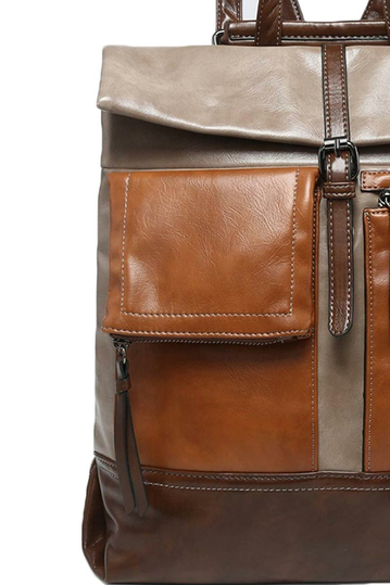 Backpack With Exterior Pockets Brown/Khaki