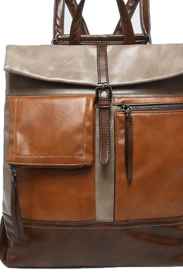 Backpack With Exterior Pockets Brown/Khaki