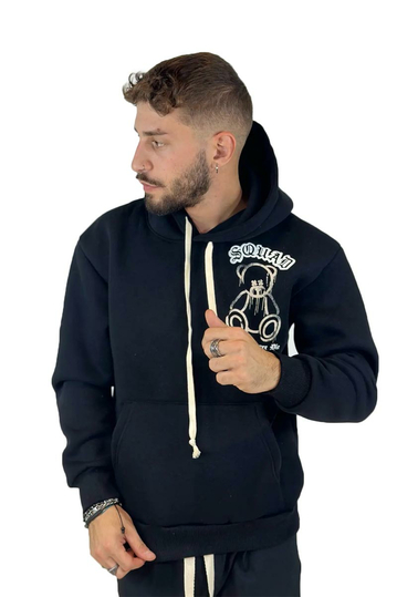 Teddy Bear Squad Φούτερ με Κουκούλα μαύρο