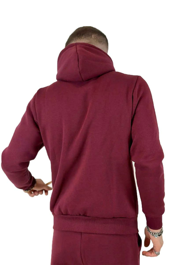 Ανδρική φούτερ ζακέτα μπορντό με κουκούλα