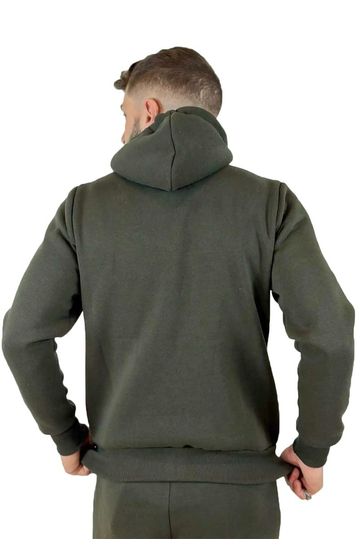 Ανδρική φούτερ ζακέτα σκούρο πράσινο με κουκούλα