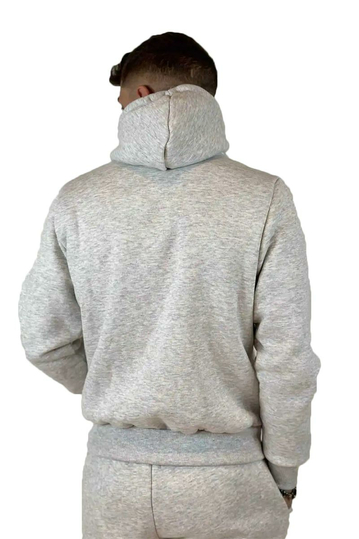 Ανδρική φούτερ ζακέτα γκρι μελανζέ με κουκούλα