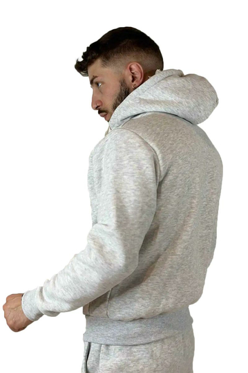 Ανδρική φούτερ ζακέτα γκρι μελανζέ με κουκούλα