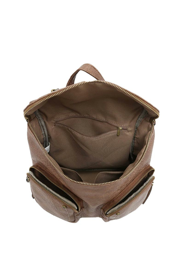 Backpack With Exterior Pockets Taupe