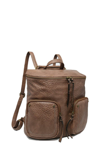 Backpack With Exterior Pockets Taupe
