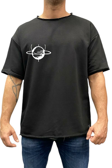 Bigbong Planets Oversize T-shirt French Terry Black
