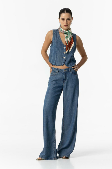 Tiffosi Celine Wide Leg Jeans Medium Blue