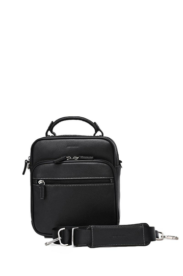 Zevento Crossbody Leather Bag Black