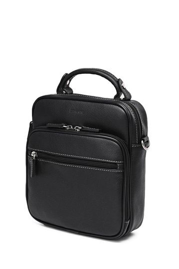 Zevento Crossbody Leather Bag Black