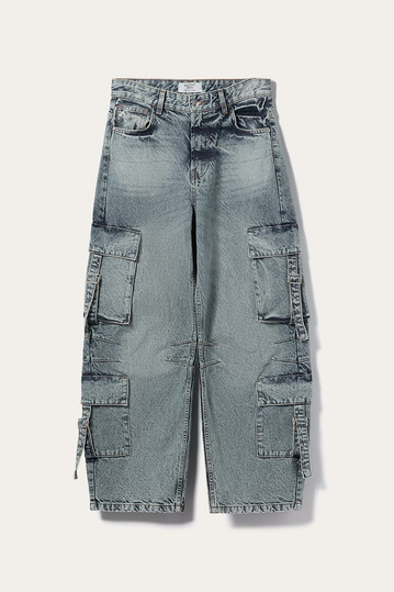 Alcott Cargo Baggy Fit Jeans Washed Light Blue