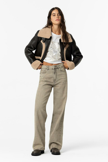 Tiffosi Bonnye Wide Leg Jeans Beige/grey