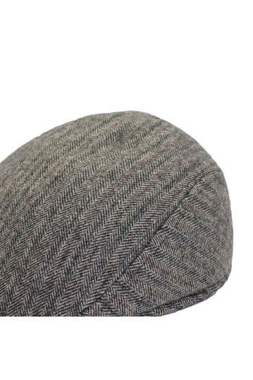 Wool Flat Cap Herringbone Grey