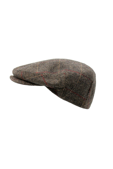 Wool Flat Cap Herringbone Brown