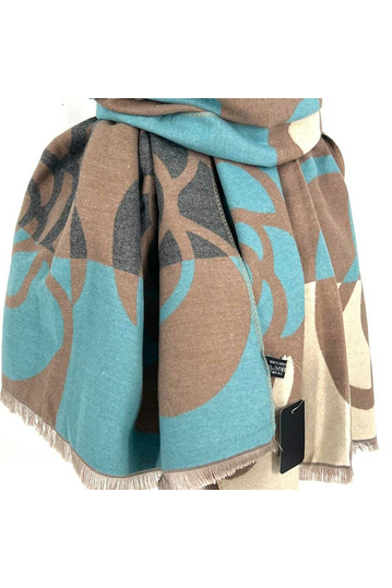 Viscose Scarf Light Blue/Brown