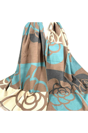 Viscose Scarf Light Blue/Brown