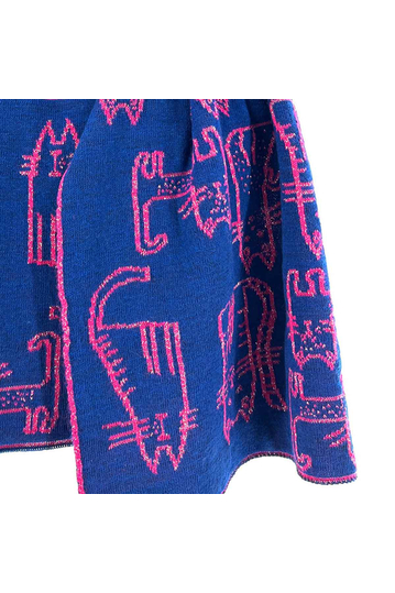 Scarf Blue/Fuchsia With Cats